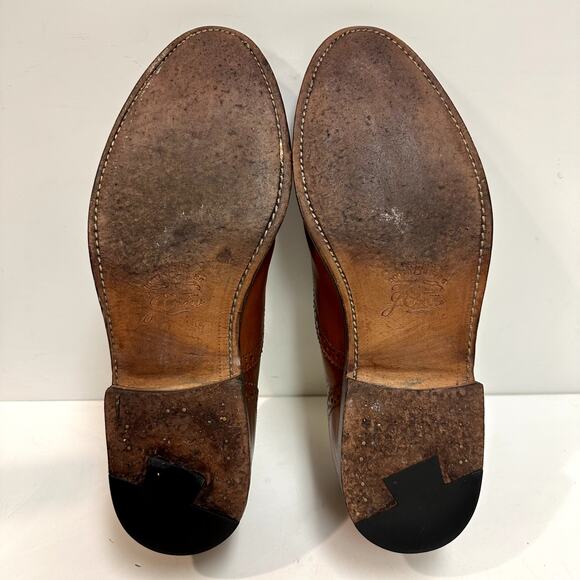 VERY GOOD Grant Stone x J. Crew Oxford Cap Toe Brogue Chili Brown Bench Made 9 - Picture 11 of 13